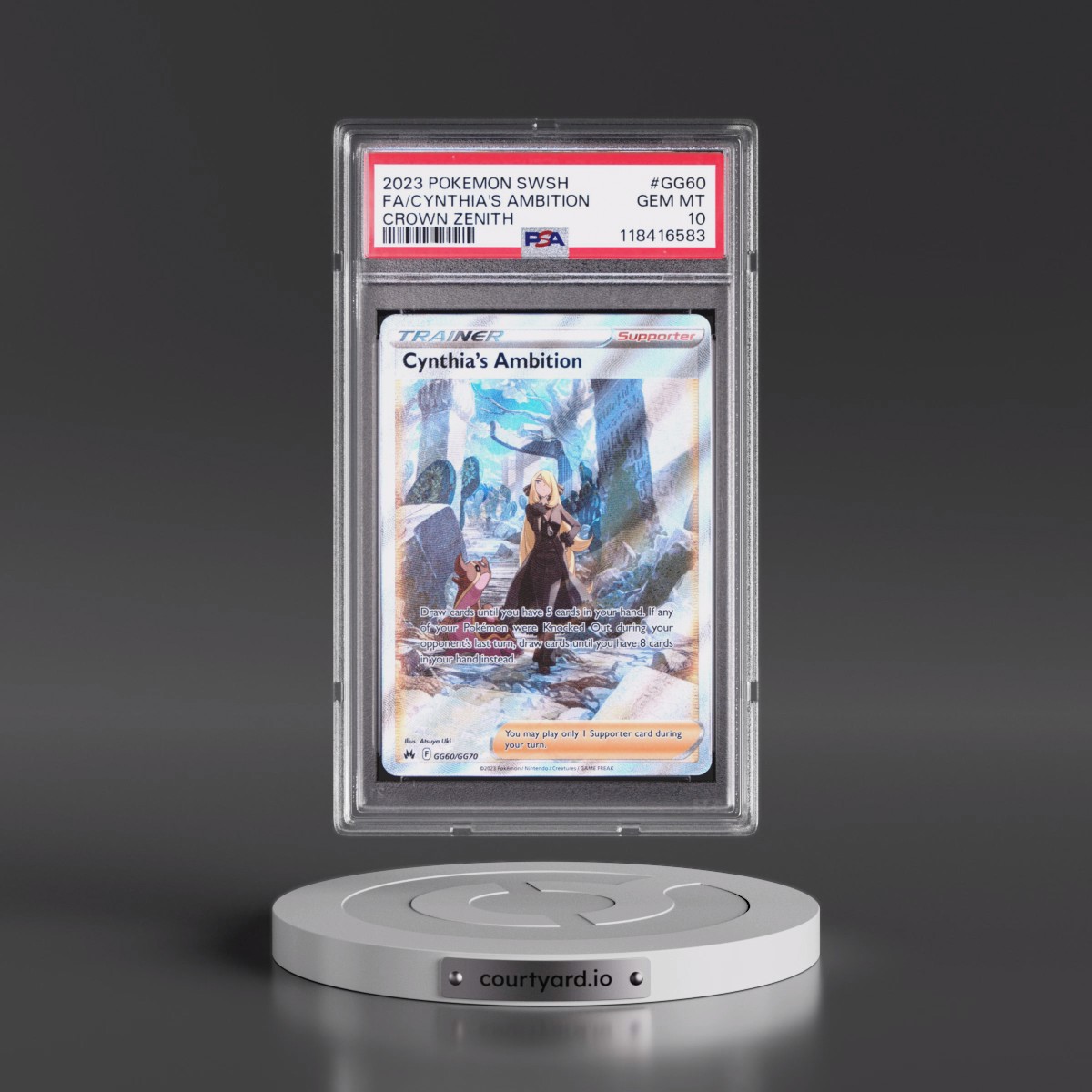 2023 Pokémon Sword and Shield Crown Zenith #GG60 Cynthia's Ambition - Full Art (PSA 10 GEM MINT)