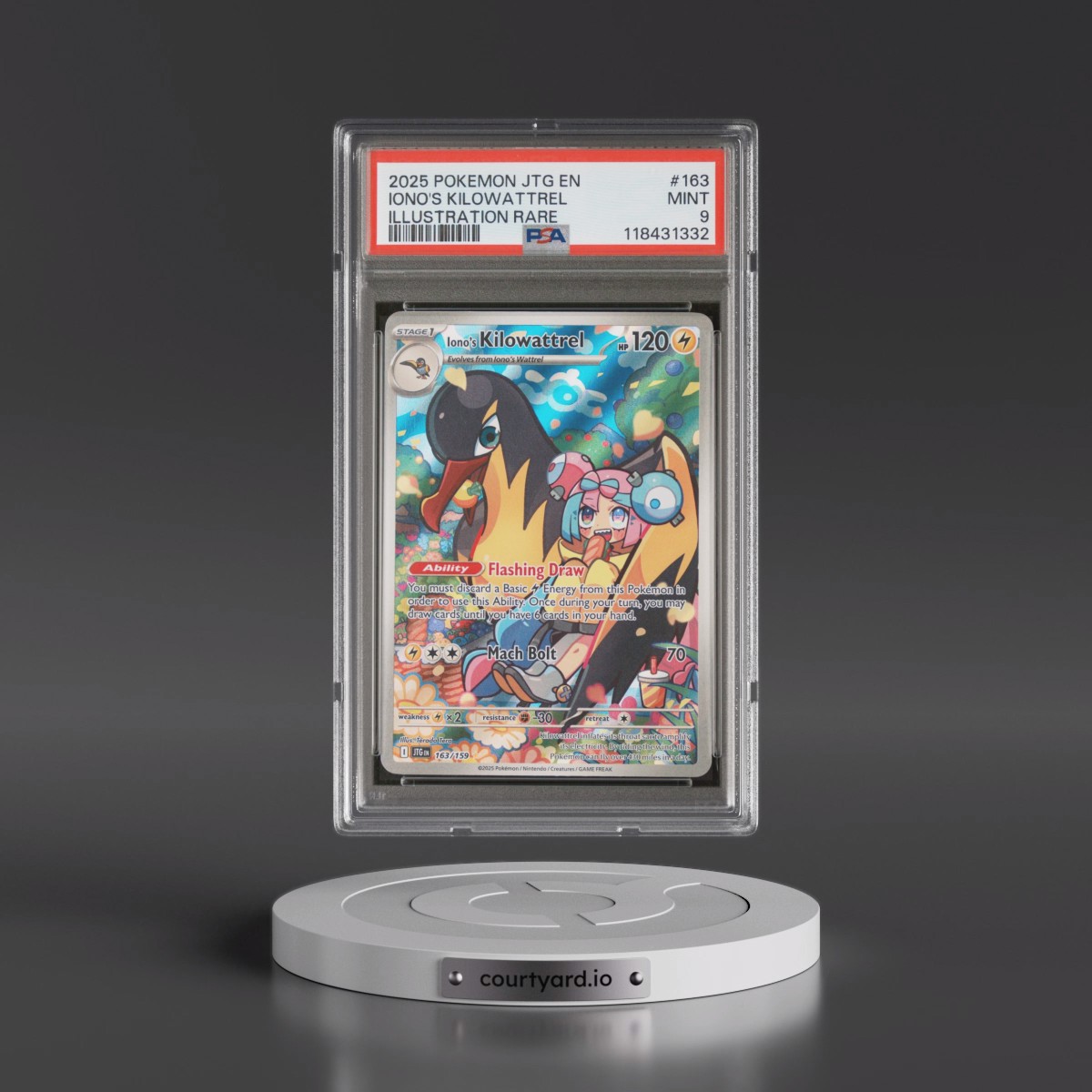 2025 Pokémon Jtg EN-Journey Together #163 Iono's Kilowattrel - Illustration Rare (PSA 9 MINT)