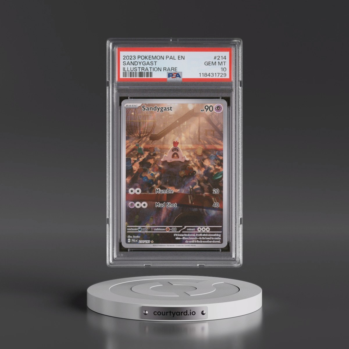 2023 Pokémon Pal EN-Paldea Evolved #214 Sandygast - Illustration Rare (PSA 10 GEM MINT)