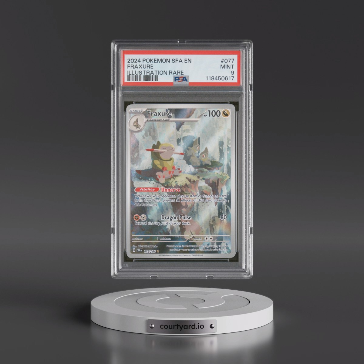 2024 Pokémon Sfa EN-Shrouded Fable #077 Fraxure - Illustration Rare (PSA 9 MINT)