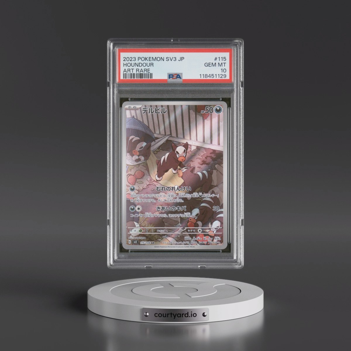 2023 Pokémon SV3-Ruler of the Black Flame Houndour - Art Rare #115 PSA 10
