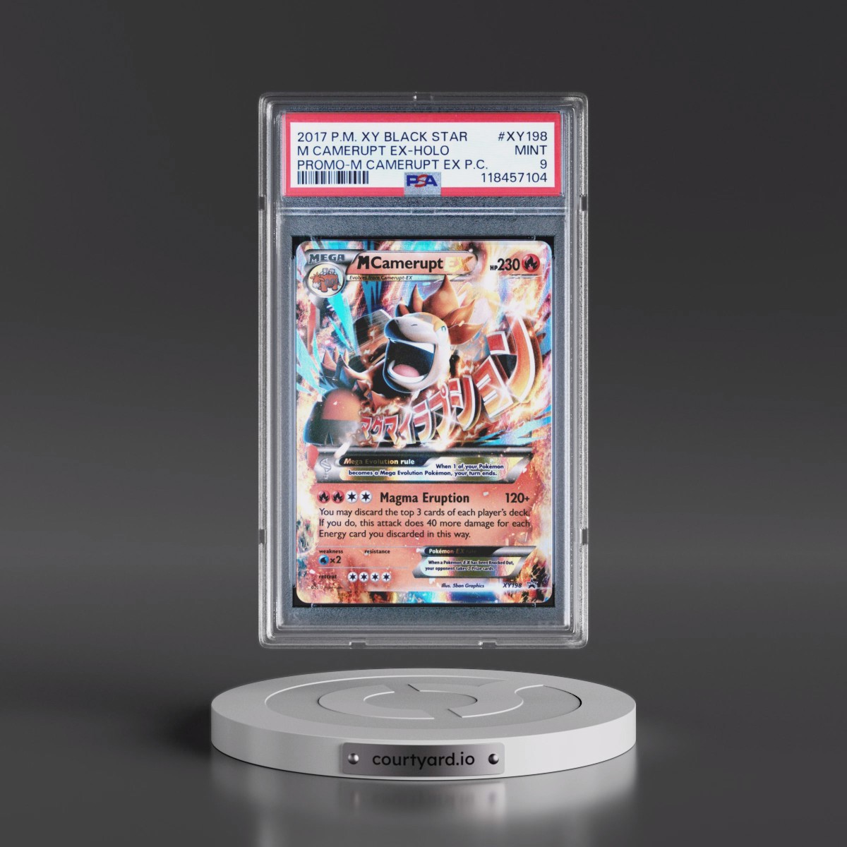 2017 Pokémon XY Black Star Promo #XY198 M Camerupt EX - Holo Holo Mega Camerupt EX Premium Collection (PSA 9 MINT)