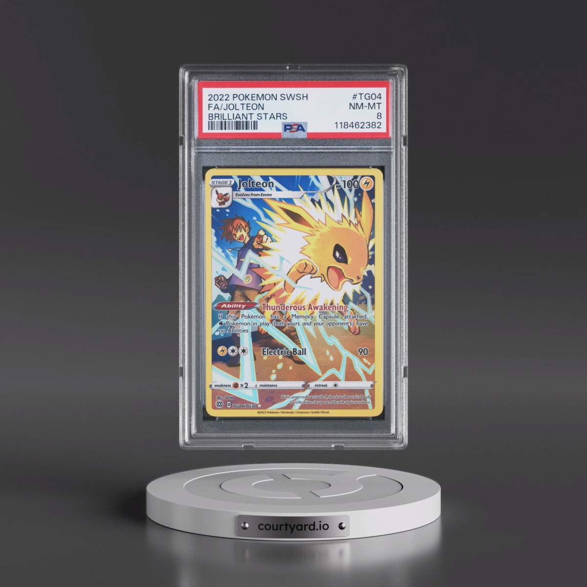 2022 Pokémon Sword & Shield Brilliant Stars #TG04 Jolteon - Full Art (PSA 8 NM-MT)