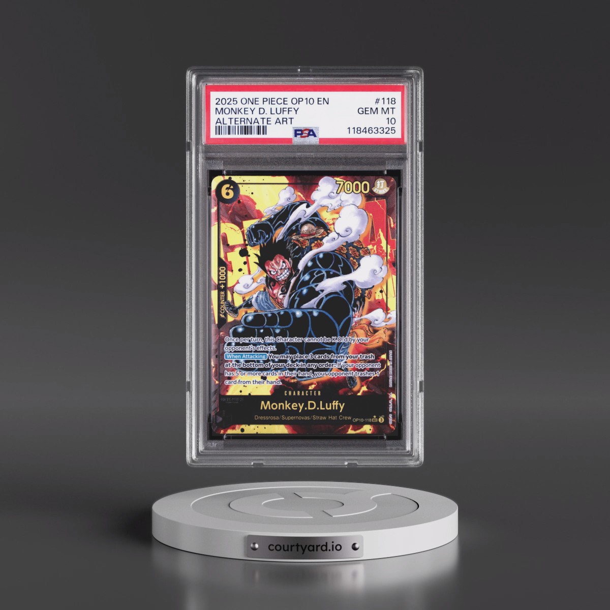 2025 One Piece OP10-Royal Blood #118 Monkey D. Luffy - Alternate Art (PSA 10 GEM MINT)