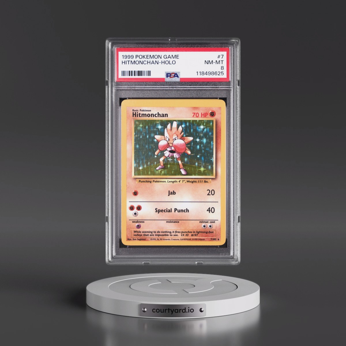 1999 Pokémon Game #7 Hitmonchan - Holo (PSA 8 NM-MT)