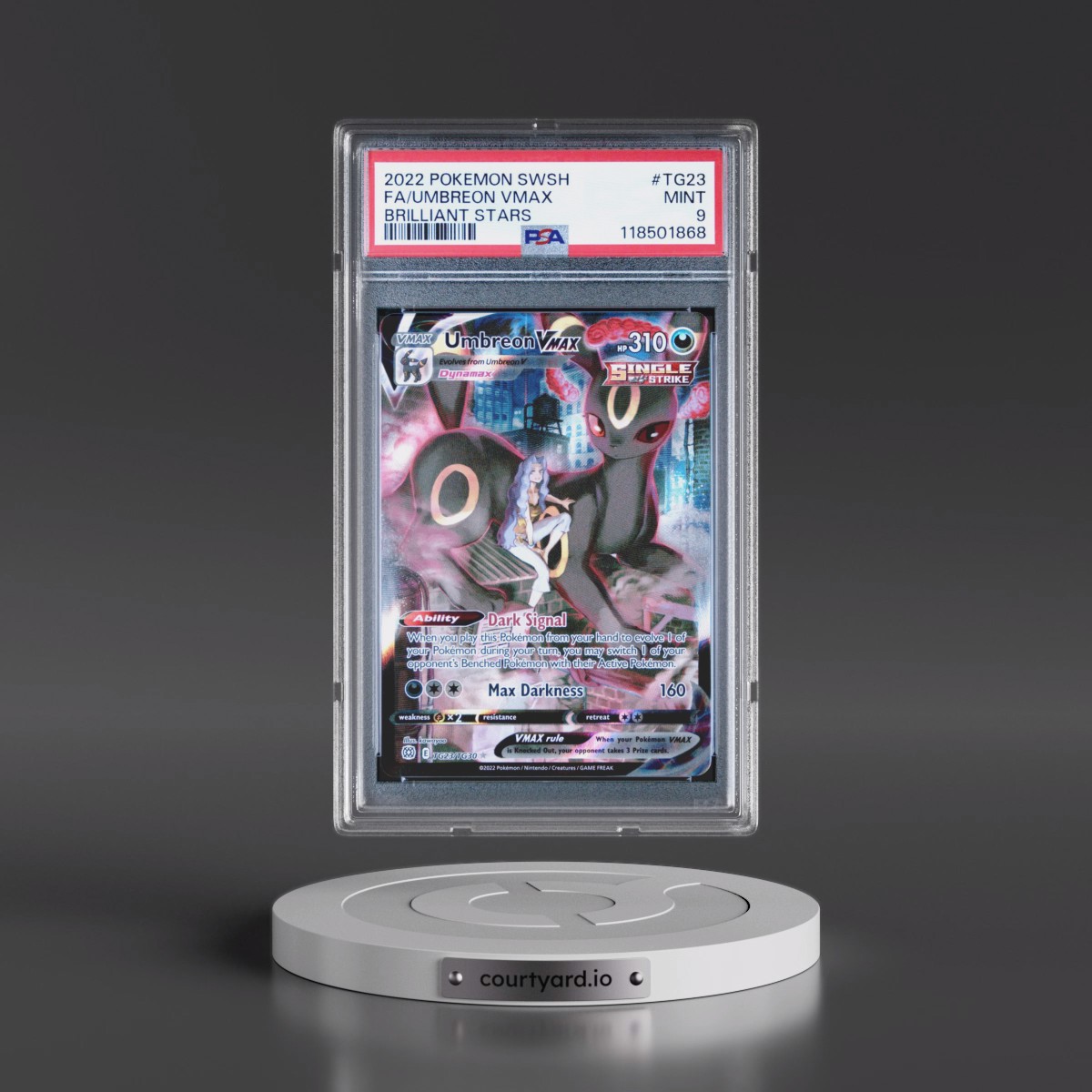 2022 Pokémon Sword & Shield Brilliant Stars #TG23 Umbreon Vmax - Full Art (PSA 9 MINT)