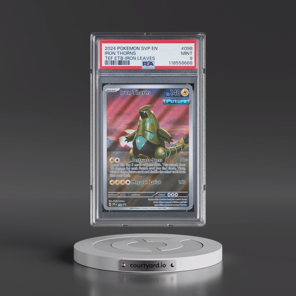 2024 Pokémon Svp EN-SV Black Star Promo #098 Iron Thorns - Temporal Forces Elite Trainer Box-Iron Leaves (PSA 9 MINT)