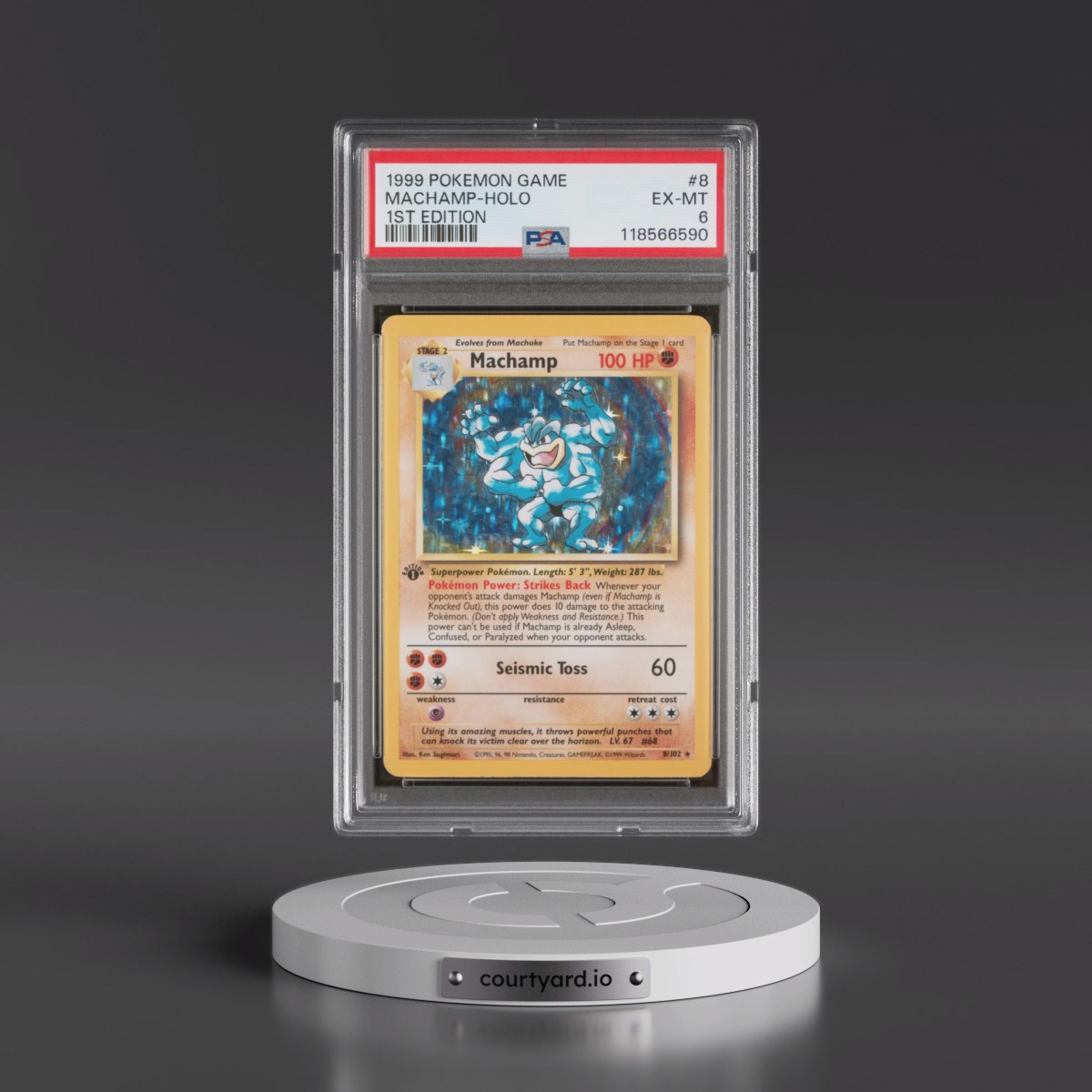 1999 Pokémon Game #8 Machamp - 1st Edition Holo (PSA 6 EX-MT)