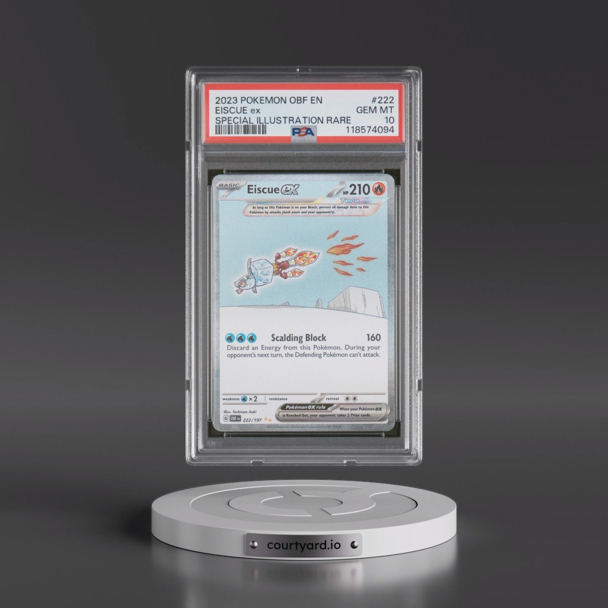 2023 Pokémon Obf EN-Obsidian Flames #222 Eiscue EX - Holo Special Illustration Rare (PSA 10 GEM MINT)