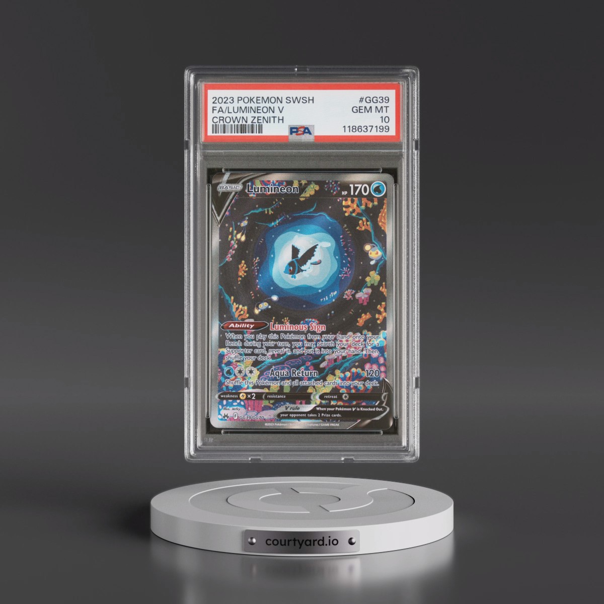2023 Pokémon Sword and Shield Crown Zenith #GG39 Lumineon V - Holo Full Art (PSA 10 GEM MINT)