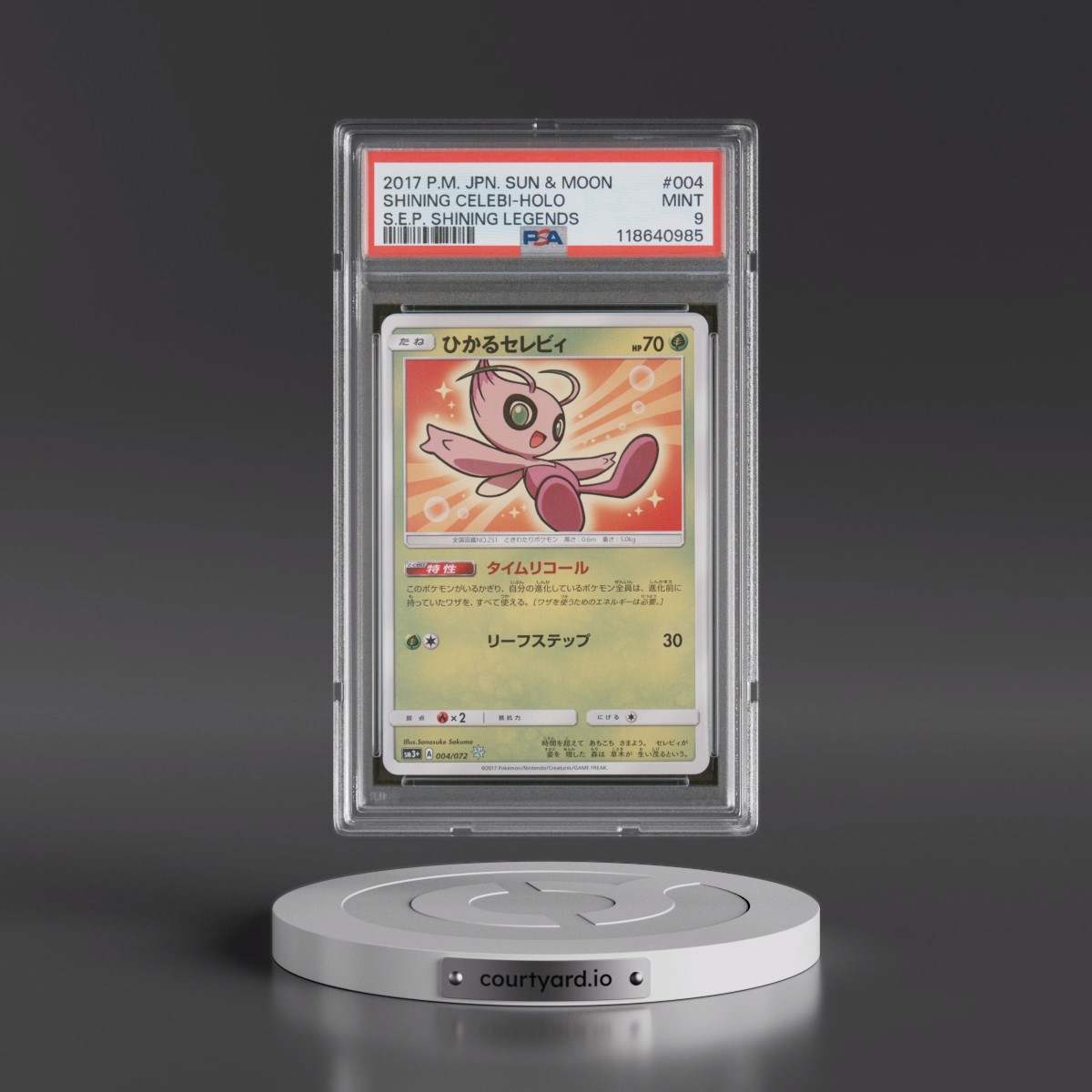 2017 Pokémon Sun & Moon Strength Expansion Pack Shining Legends #004 Shining Celebi - Holo Holo (PSA 9 MINT)