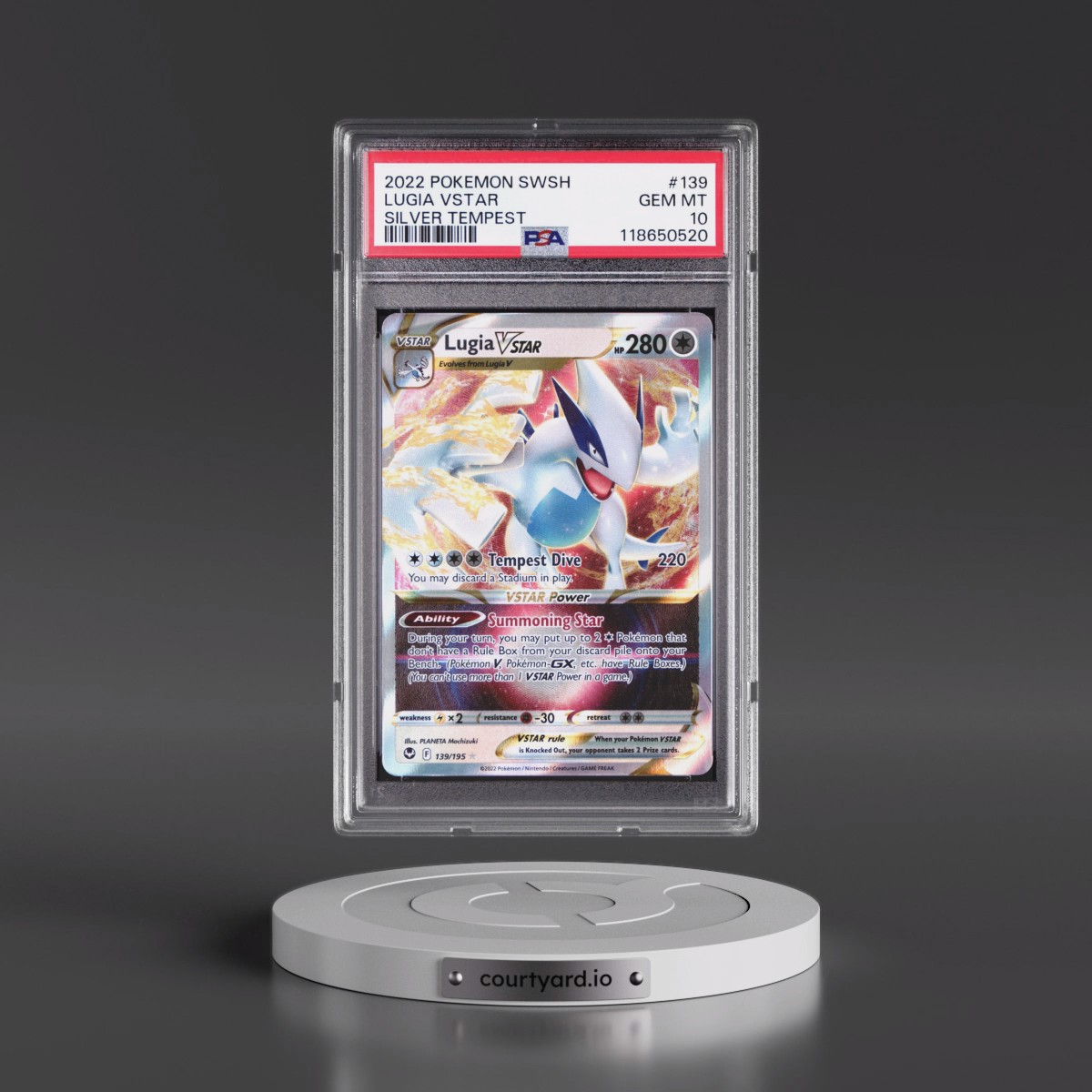 2022 Pokémon Sword & Shield Silver Tempest #139 Lugia Vstar (PSA 10 GEM MINT)