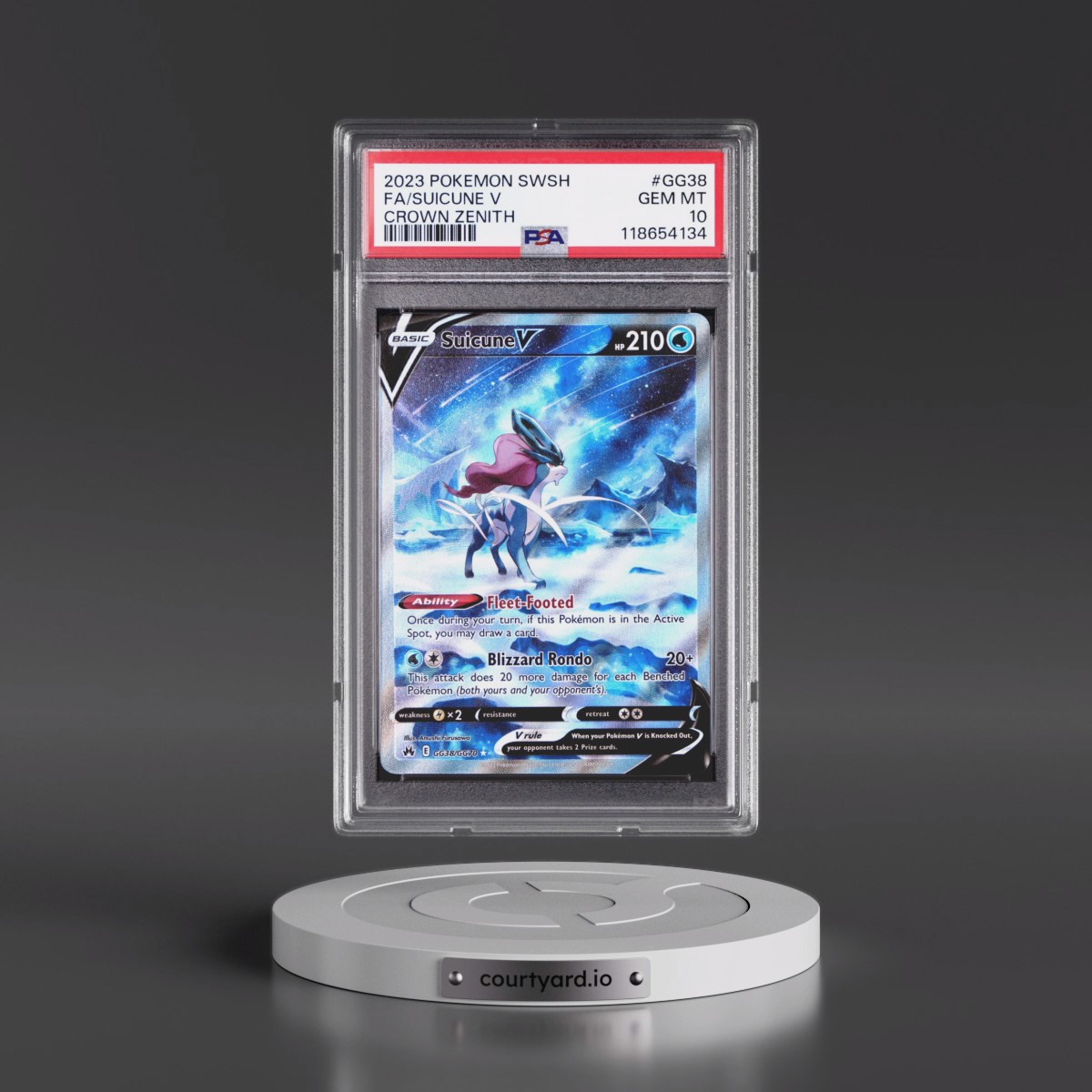 2023 Pokémon Sword and Shield Crown Zenith #GG38 Suicune V - Holo Full Art (PSA 10 GEM MINT)