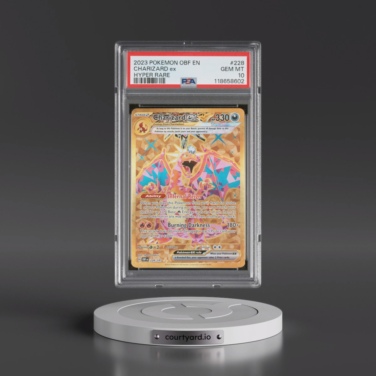 2023 Pokémon Obf EN-Obsidian Flames #228 Charizard EX - Holo Hyper Rare (PSA 10 GEM MINT)