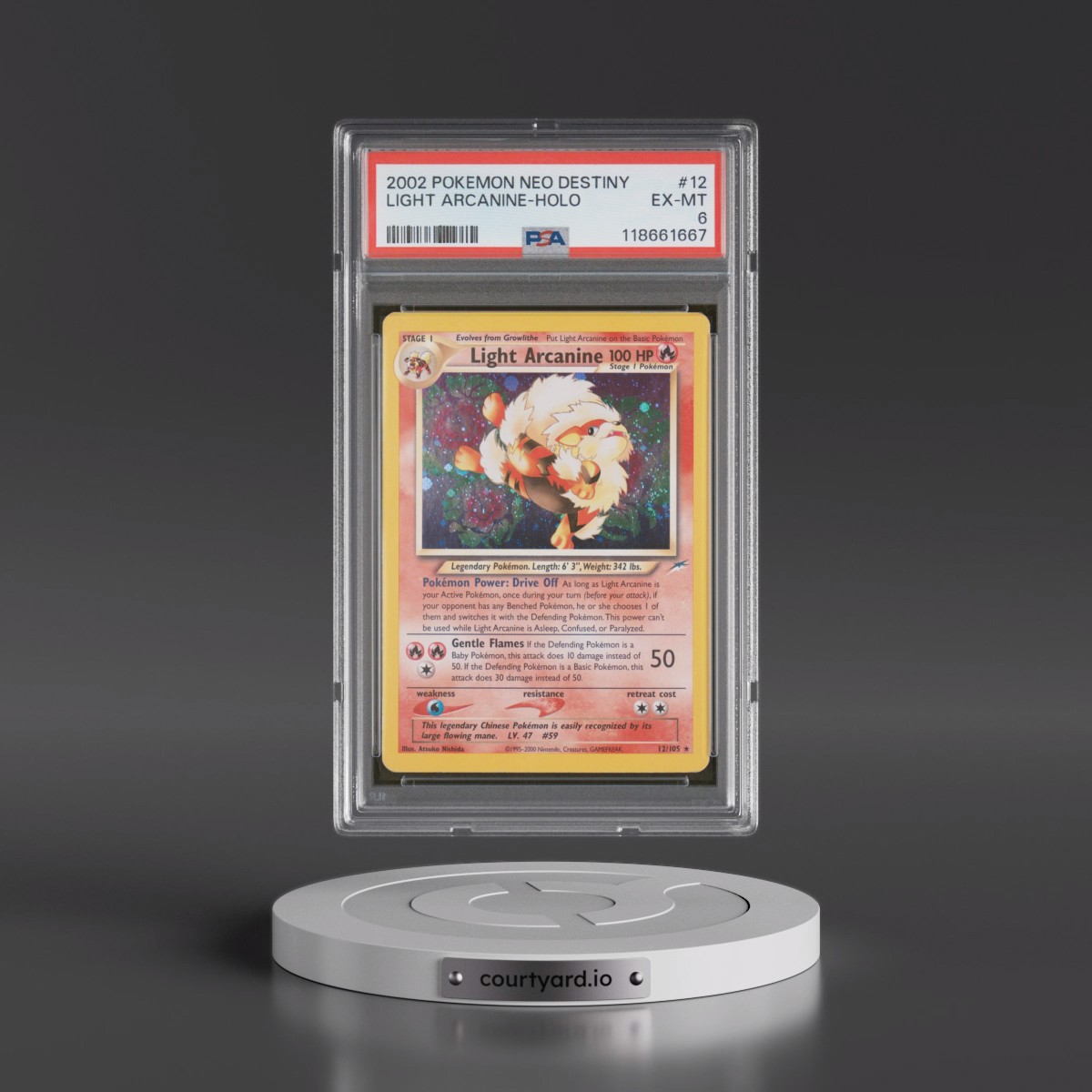 2002 Pokémon Neo Destiny #12 Light Arcanine - Holo (PSA 6 EX-MT)