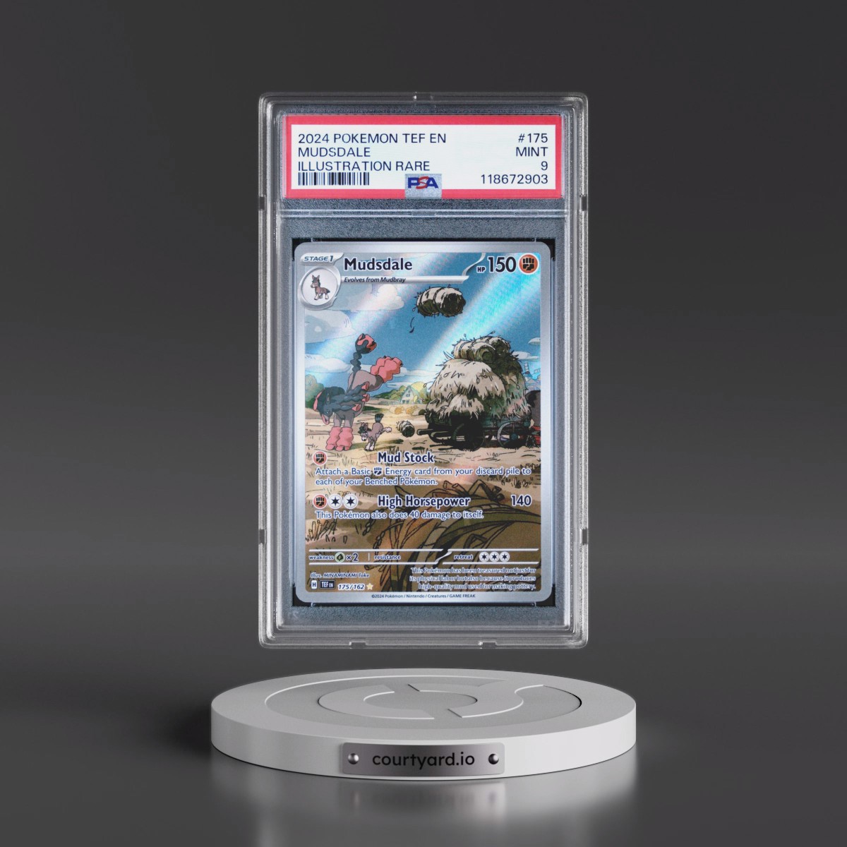 2024 Pokémon Tef EN-Temporal Forces #175 Mudsdale - Illustration Rare (PSA 9 MINT)