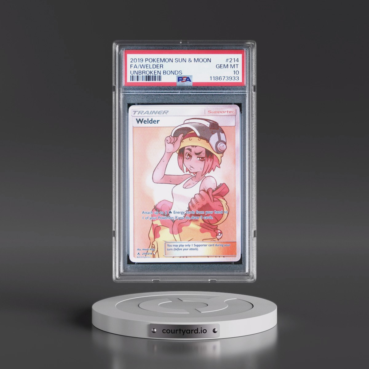 2019 Pokémon Sun & Moon Unbroken Bonds #214 Welder - Full Art (PSA 10 GEM MINT)
