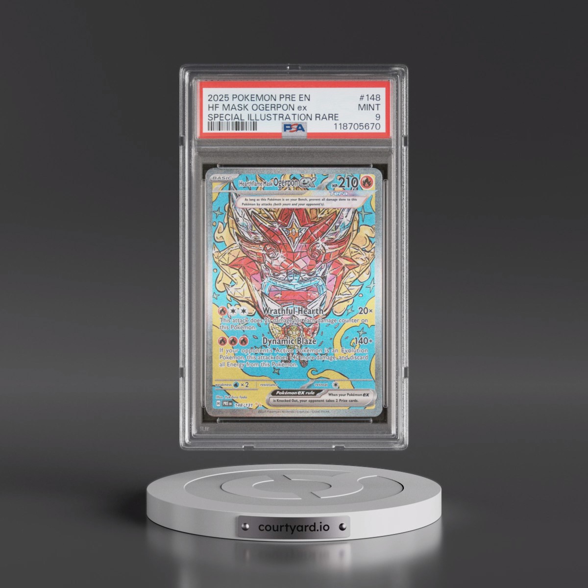 2025 Pokémon Pre EN-Prismatic Evolutions #148 Hearthflame Mask Ogerpon EX - Holo Special Illustration Rare (PSA 9 MINT)