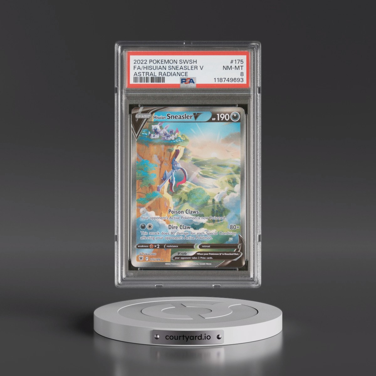 2022 Pokémon Sword & Shield Astral Radiance #175 Hisuian Sneasler V - Holo Full Art (PSA 8 NM-MT)