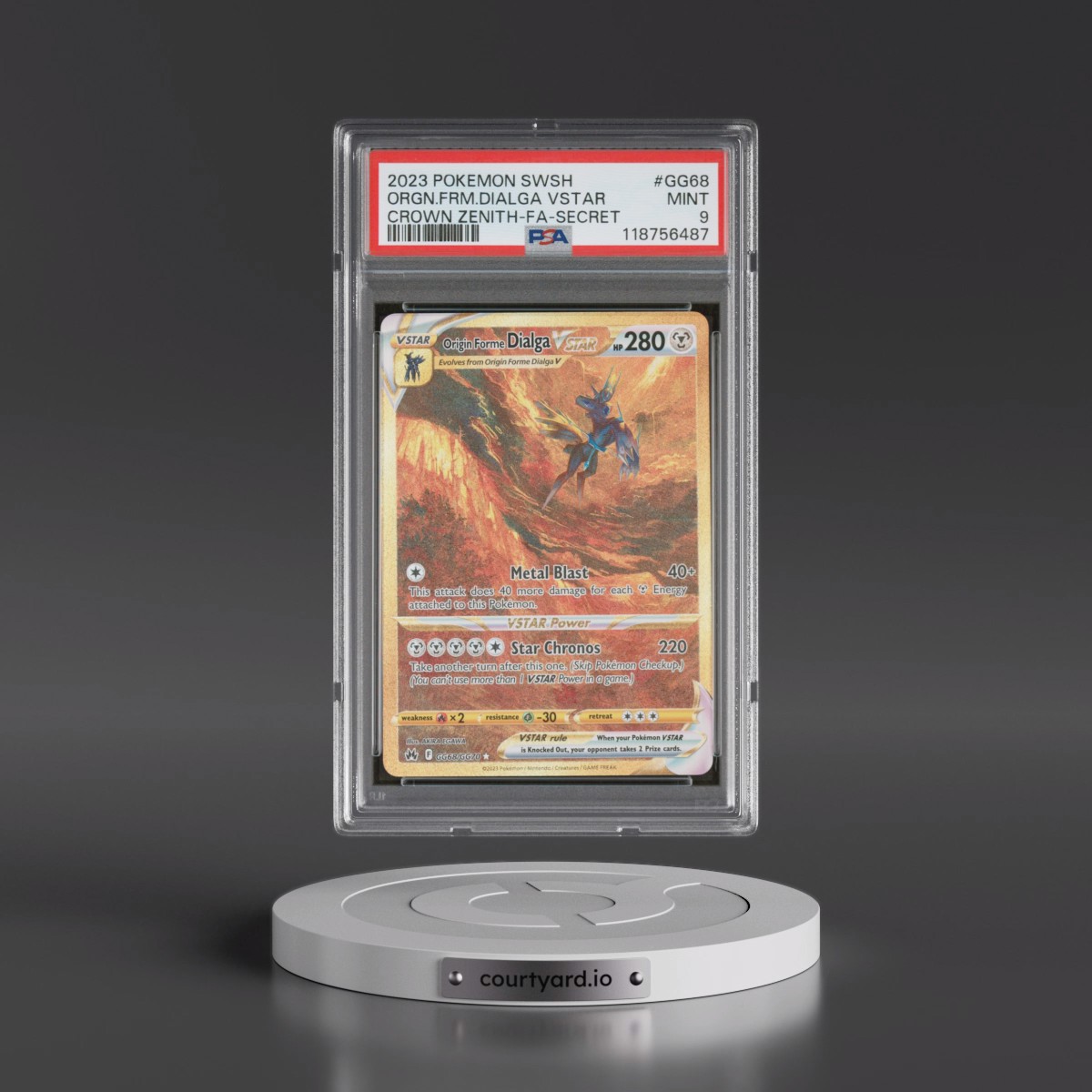 2023 Pokémon Sword and Shield Crown Zenith #GG68 Origin Forme Dialga Vstar - Full Art Secret (PSA 9 MINT)