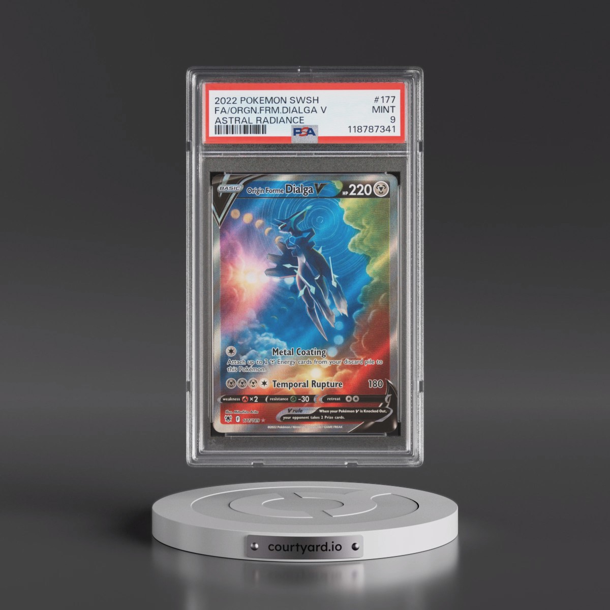 2022 Pokémon Sword & Shield Astral Radiance #177 Origin Forme Dialga V - Holo Full Art (PSA 9 MINT)