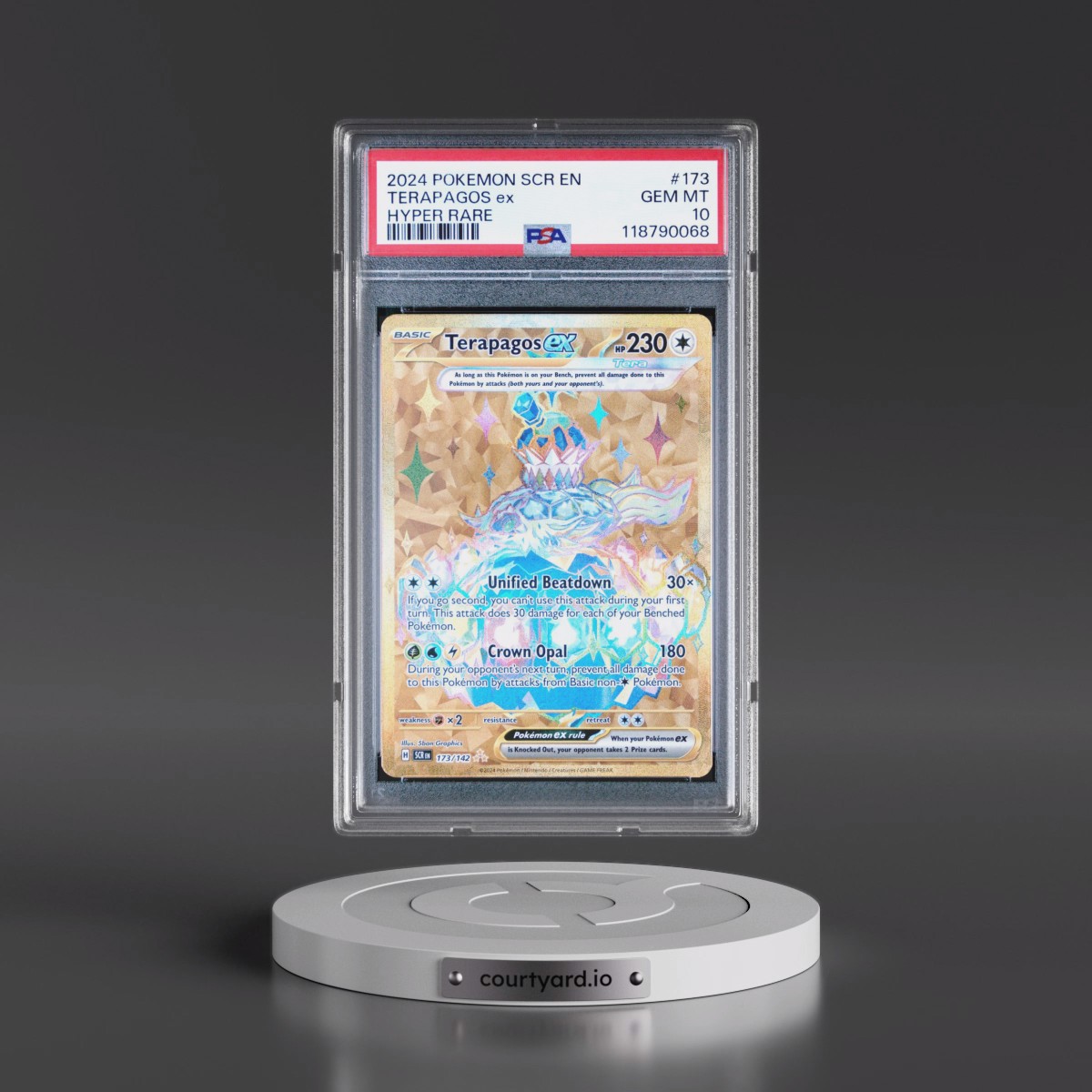 2024 Pokémon Scr EN-Stellar Crown #173 Terapagos EX - Holo Hyper Rare (PSA 10 GEM MINT)