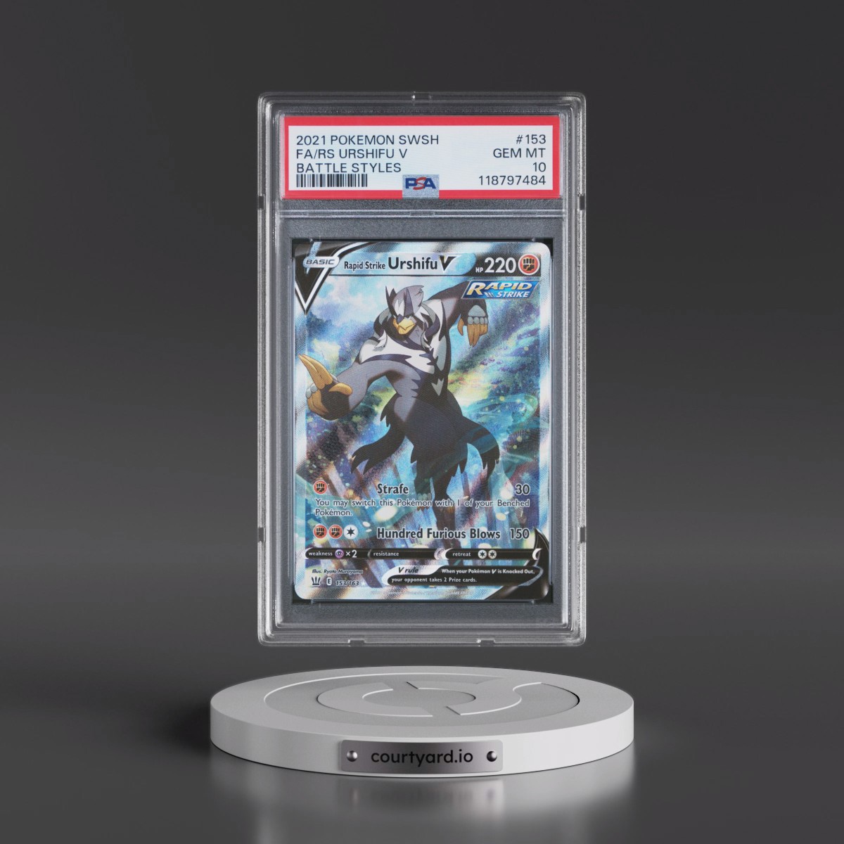 2021 Pokémon Sword & Shield Battle Styles #153 Rapid Strike Urshifu V - Holo Full Art (PSA 10 GEM MINT)