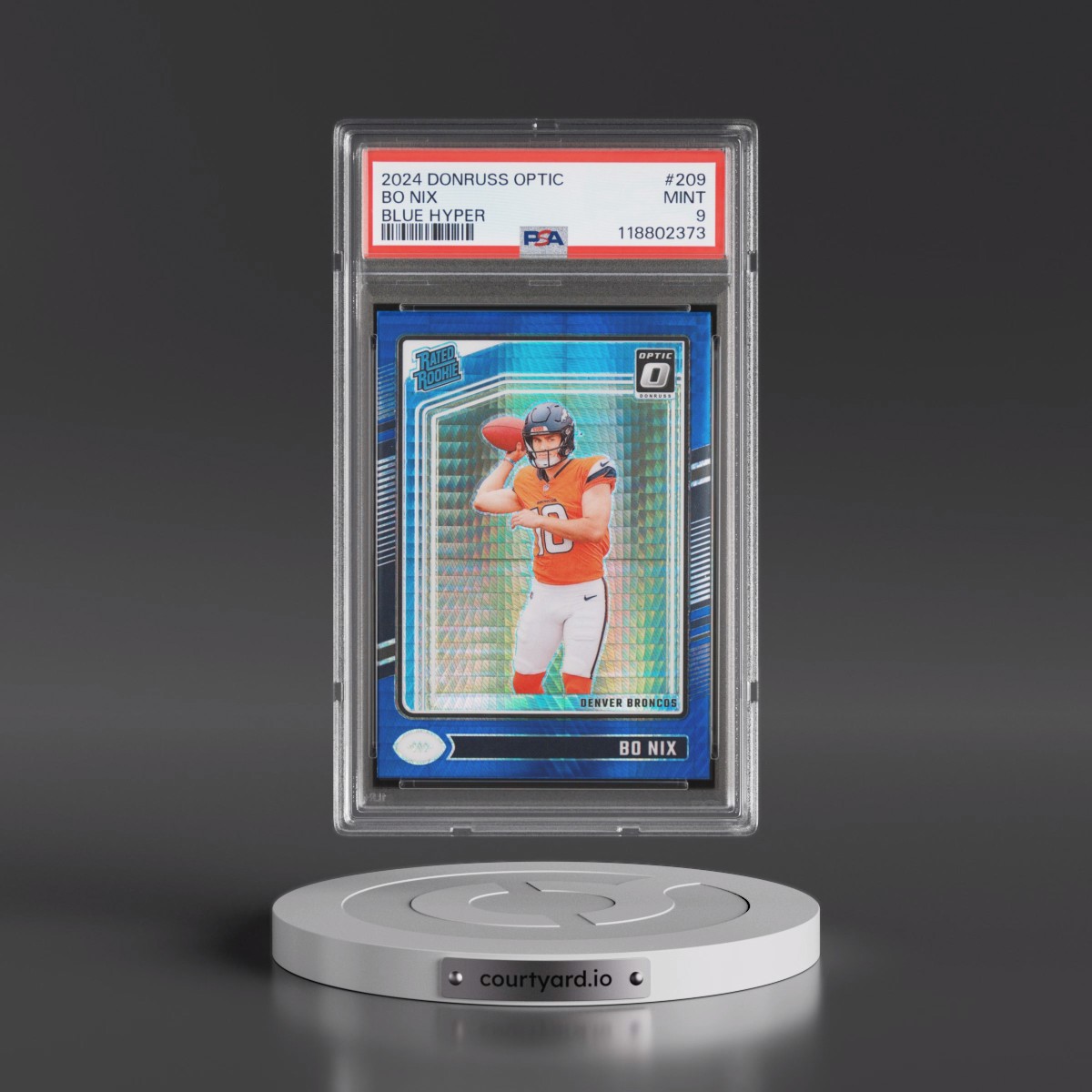 2024 Panini Donruss Optic #209 Bo Nix - Blue Hyper (PSA 9 MINT)