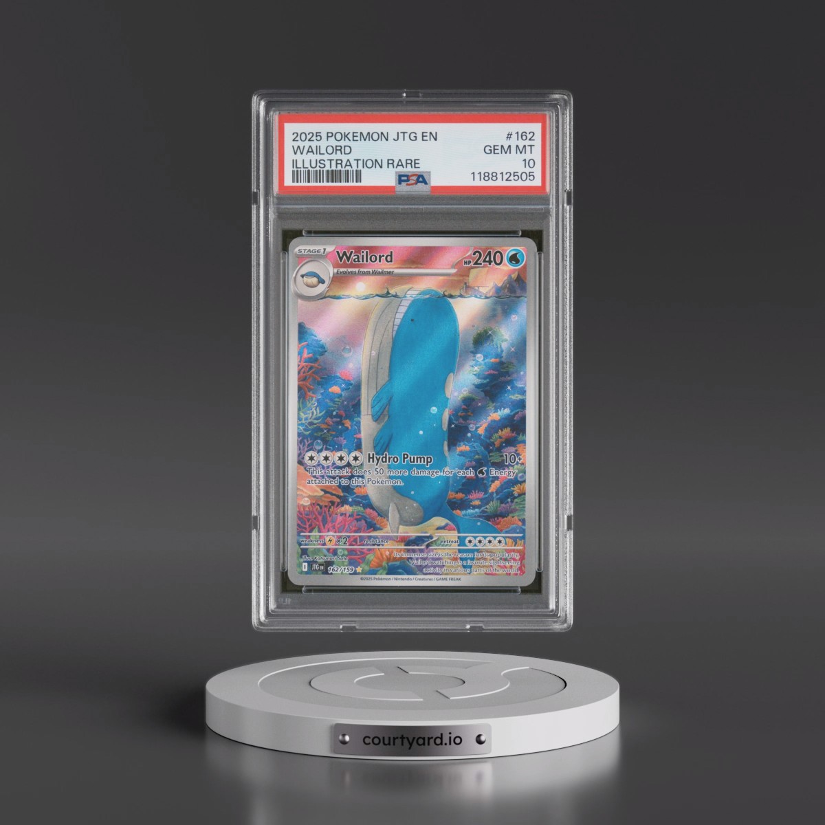 2025 Pokémon Jtg EN-Journey Together #162 Wailord - Illustration Rare (PSA 10 GEM MINT)