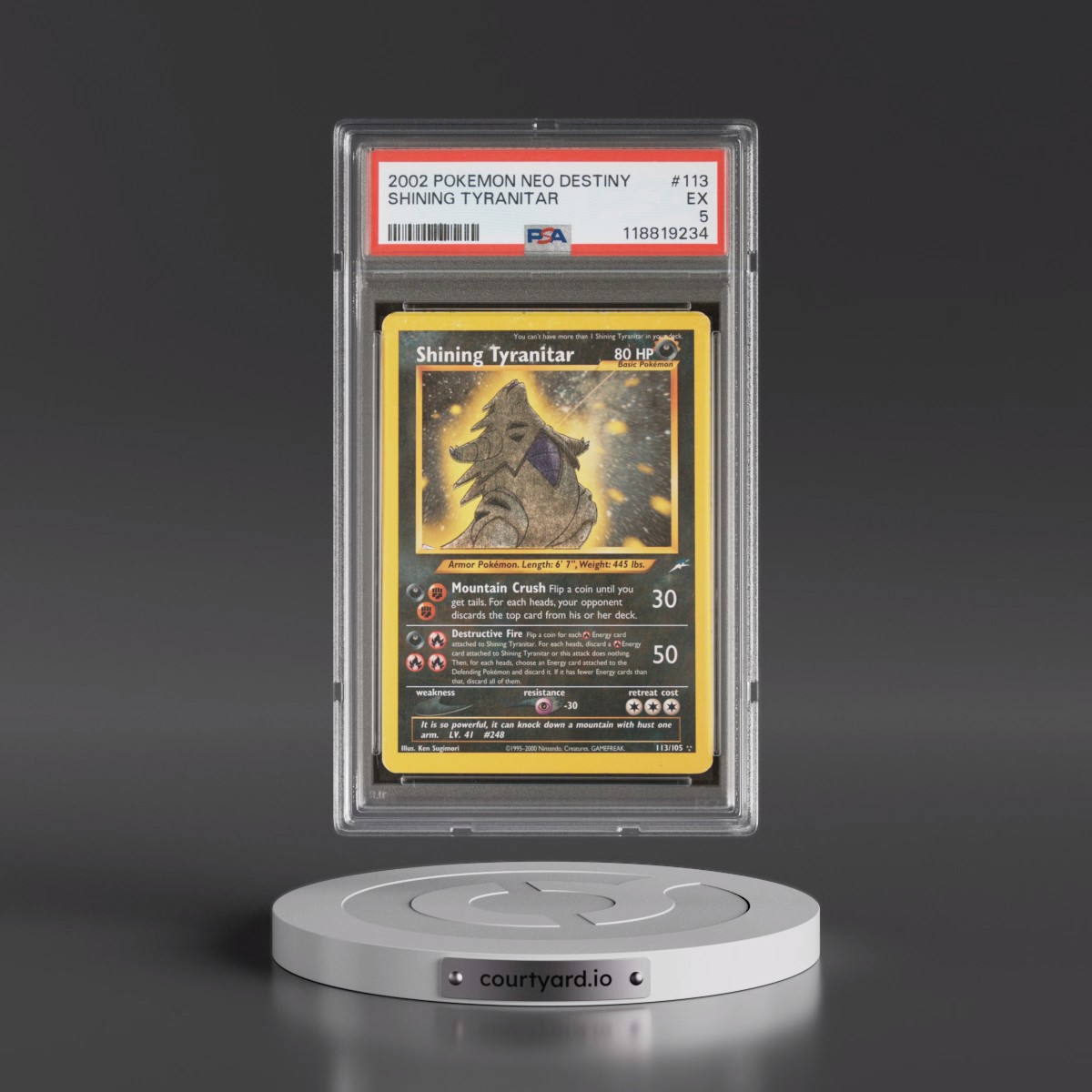 2002 Pokémon Neo Destiny #113 Shining Tyranitar - Holo (PSA 5 EX)