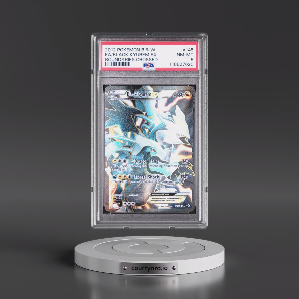2012 Pokémon Black & White Boundaries Crossed #145 Black Kyurem EX - Holo Full Art (PSA 8 NM-MT)