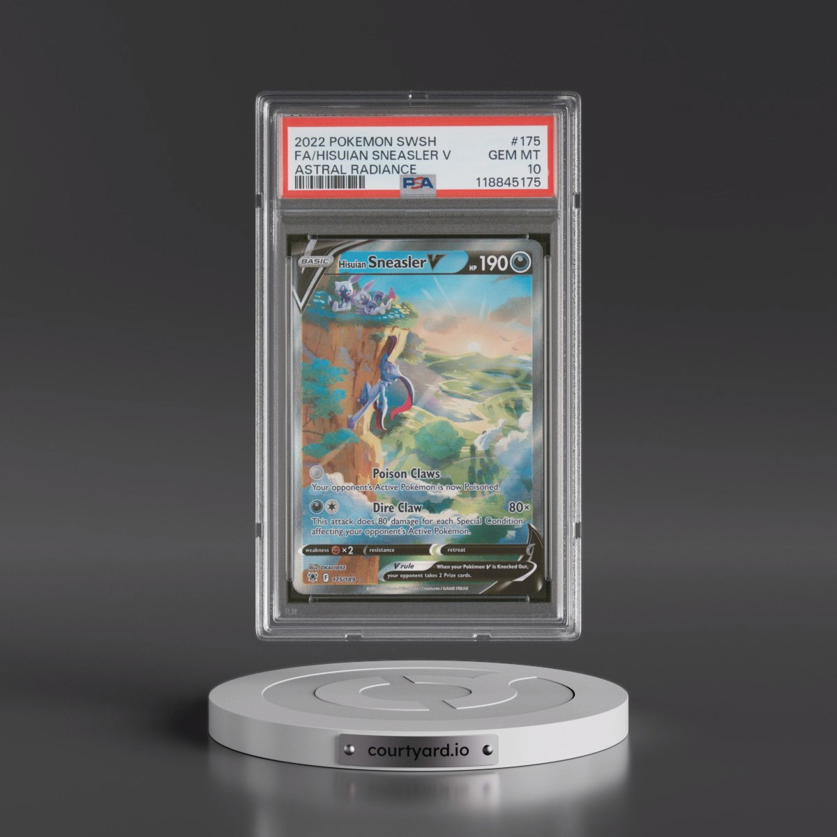 2022 Pokémon Sword & Shield Astral Radiance #175 Hisuian Sneasler V - Holo Full Art (PSA 10 GEM MINT)