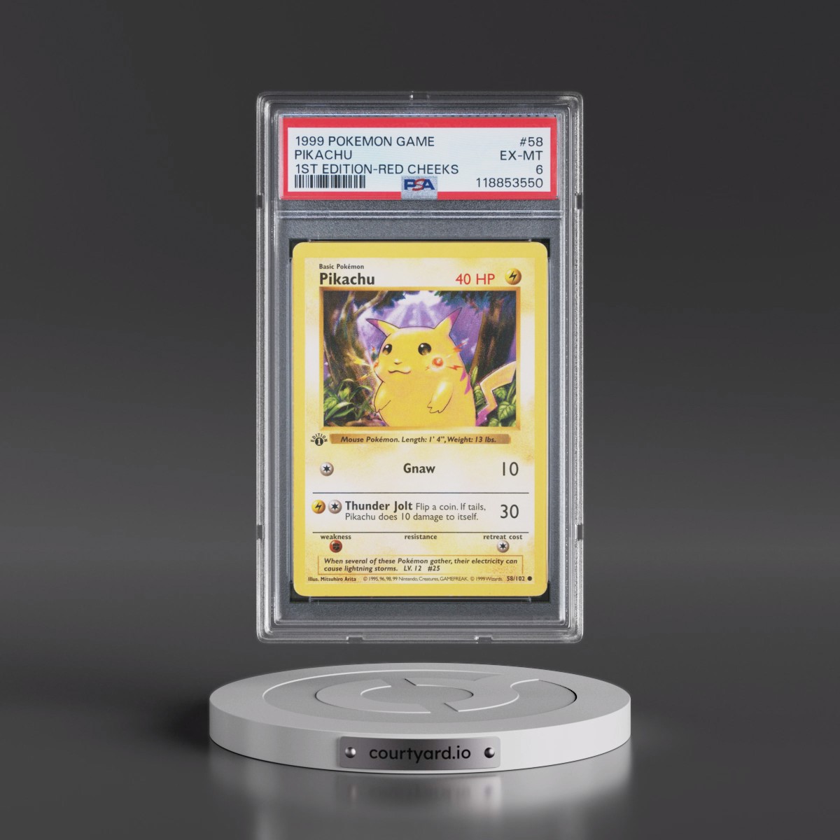 1999 Pokémon Game #58 Pikachu - 1st Edition Red Cheeks (PSA 6 EX-MT)