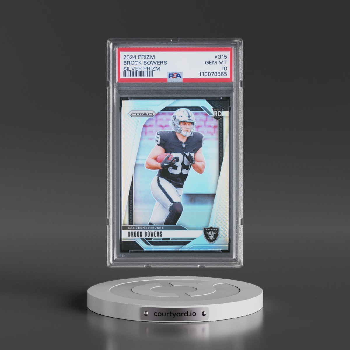 2024 Panini Prizm #315 Brock Bowers - Silver Prizm (PSA 10 GEM MINT)