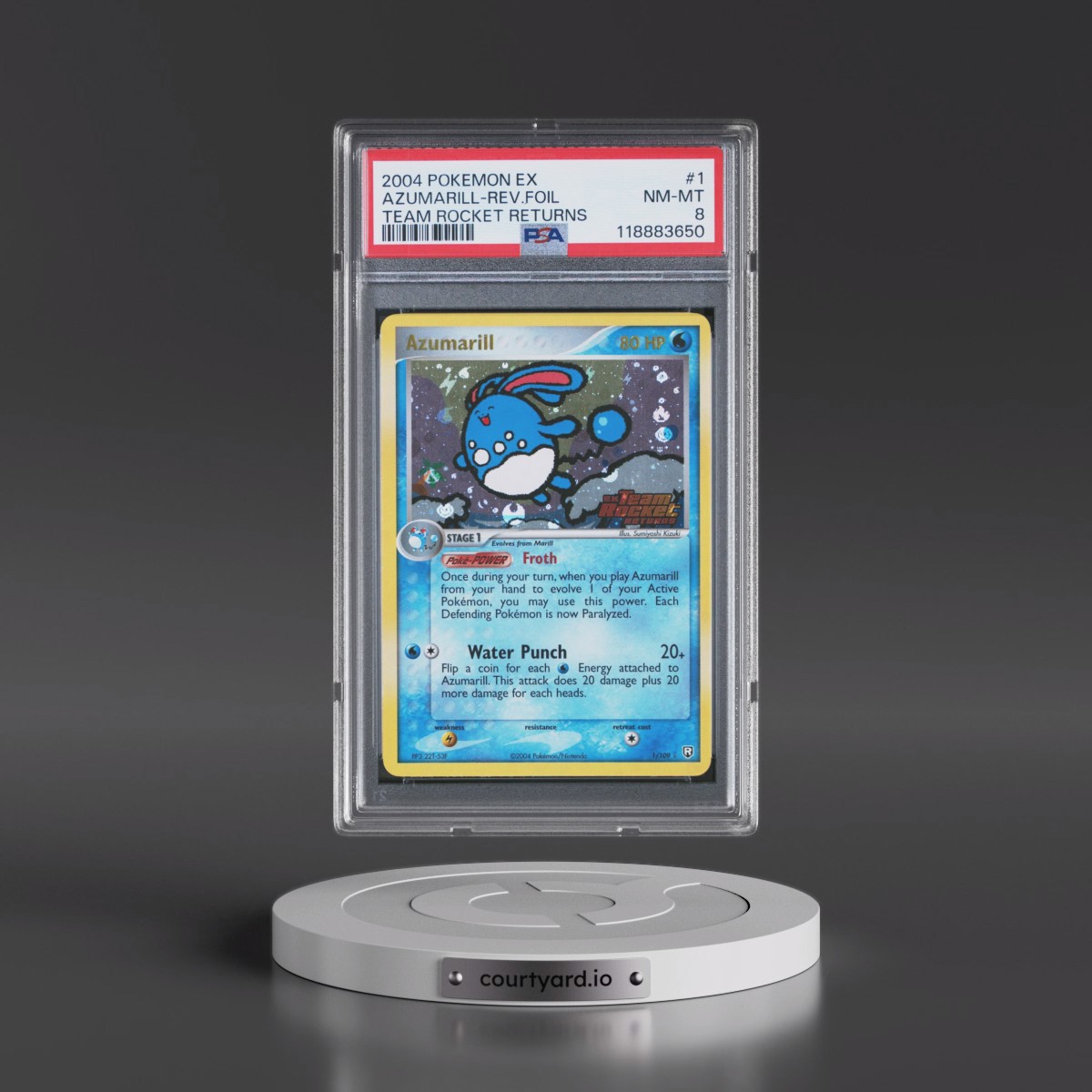 2004 Pokémon EX Team Rocket Returns #1 Azumarill - Reverse Foil (PSA 8 NM-MT)