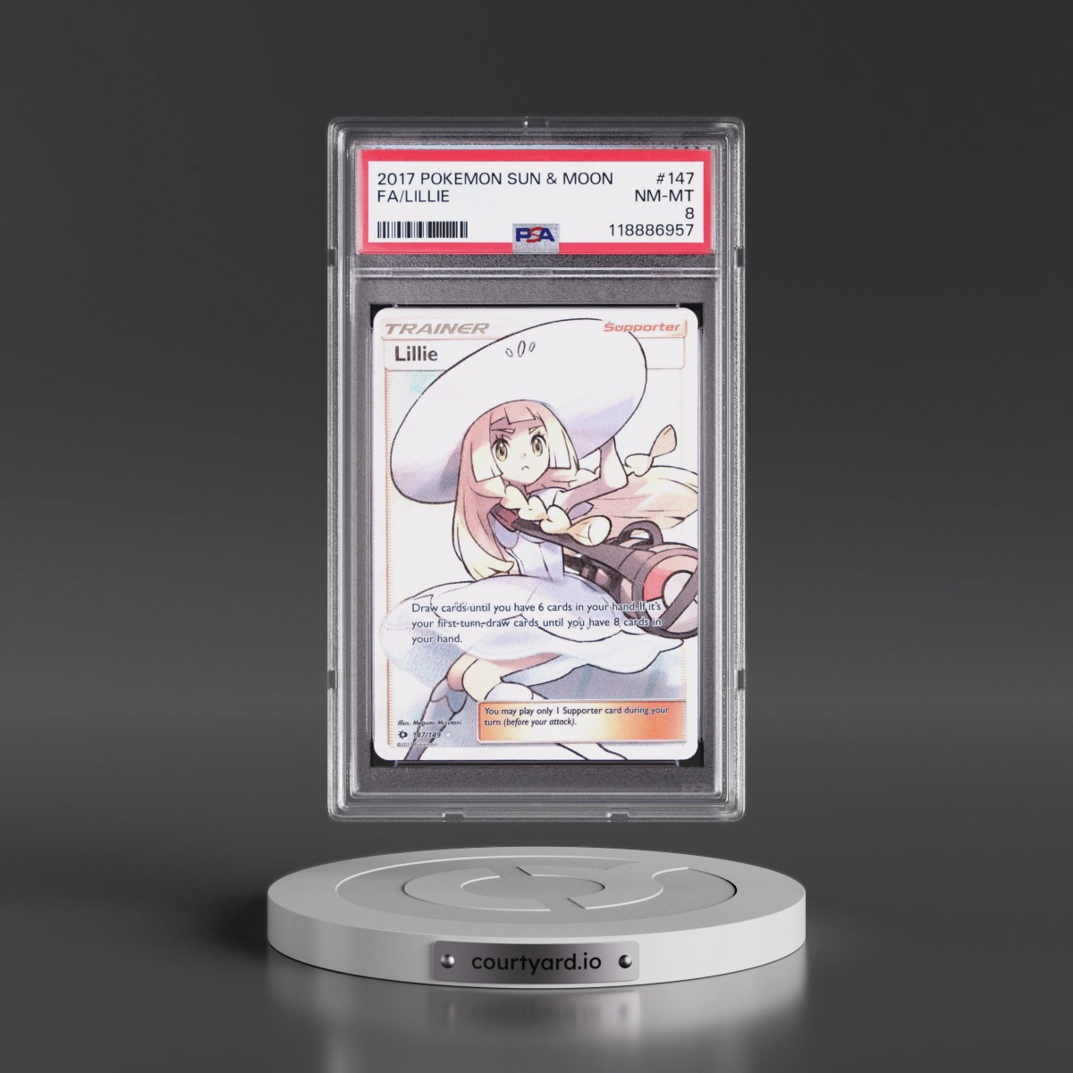 2017 Pokémon Sun & Moon #147 Lillie - Full Art (PSA 8 NM-MT)