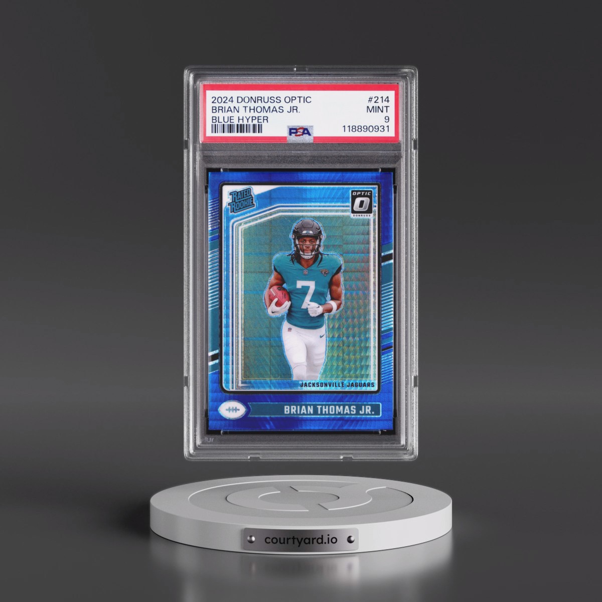 2024 Panini Donruss Optic Brian Thomas Jr. - Blue Hyper #214 PSA 9