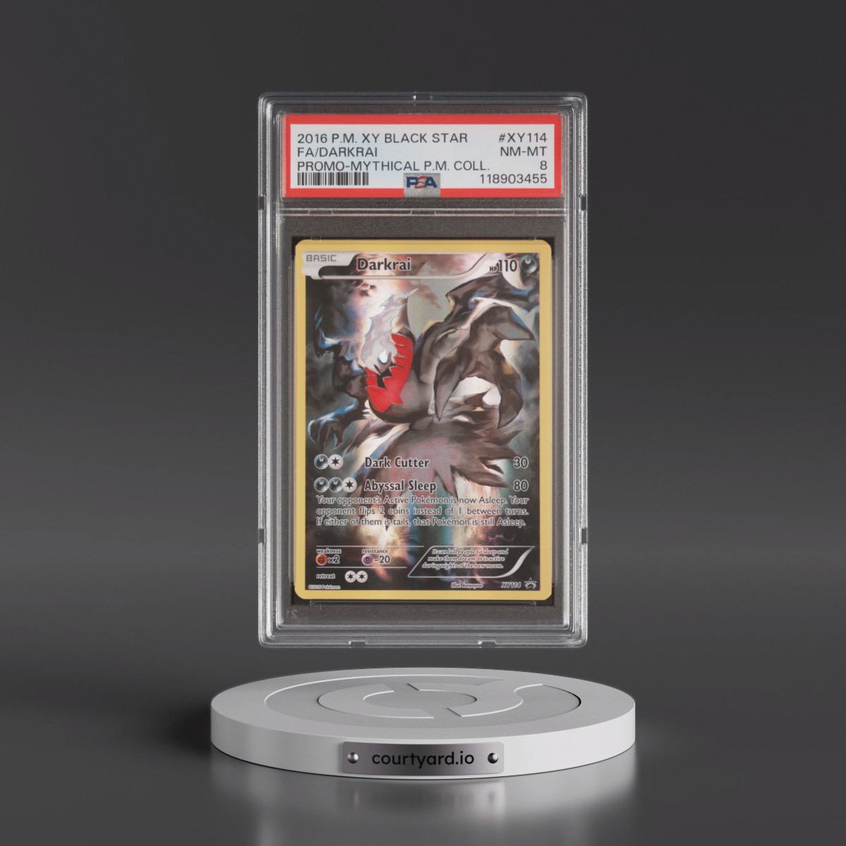 2016 Pokémon XY Black Star Promo #XY114 Darkrai - Full Art Mythical Pokemon Collection (PSA 8 NM-MT)