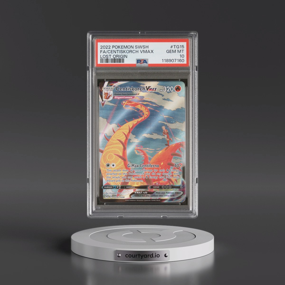 2022 Pokémon Sword & Shield Lost Origin #TG15 Centiskorch Vmax - Full Art (PSA 10 GEM MINT)