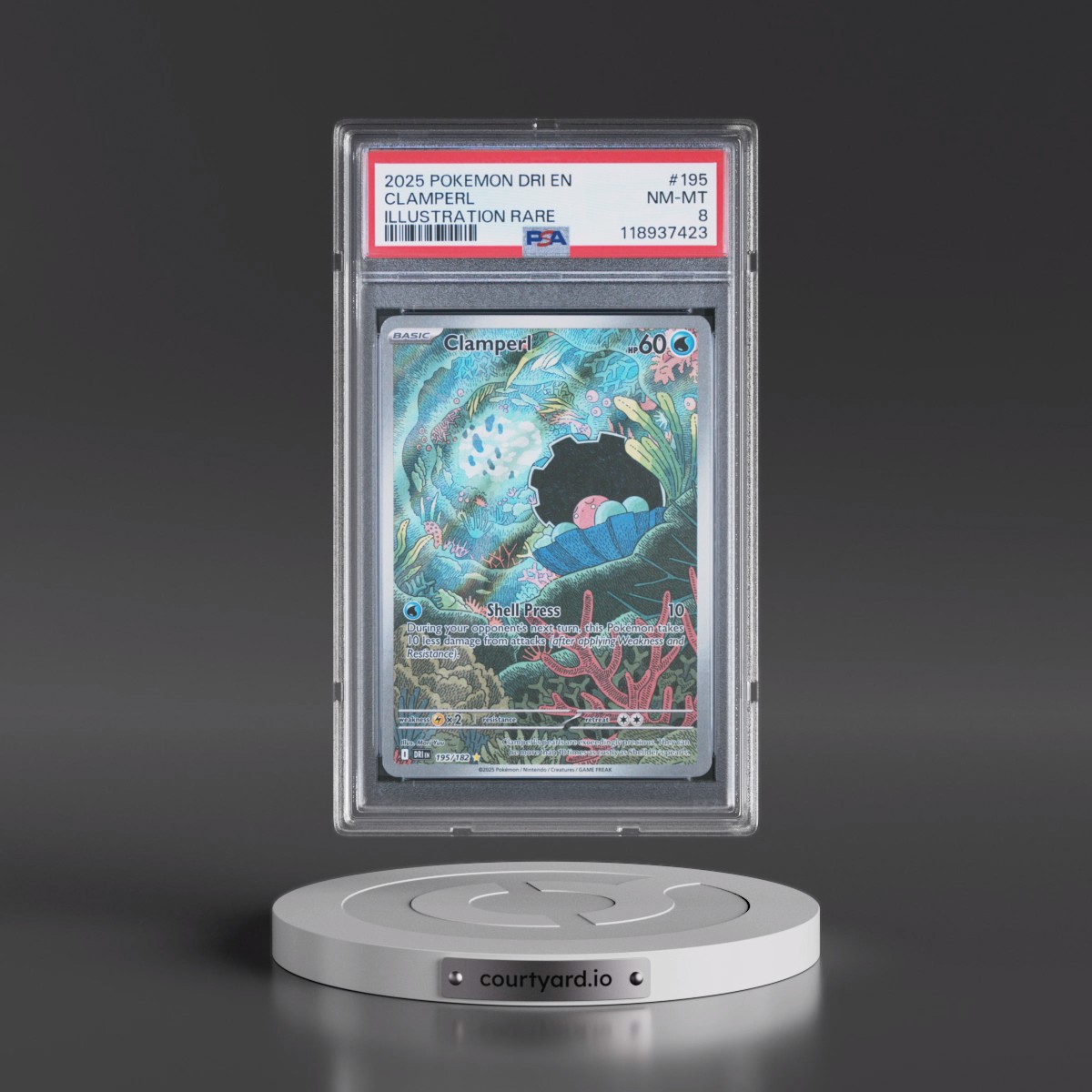 2025 Pokémon Dri EN-Destined Rivals Clamperl - Illustration Rare #195 PSA 8