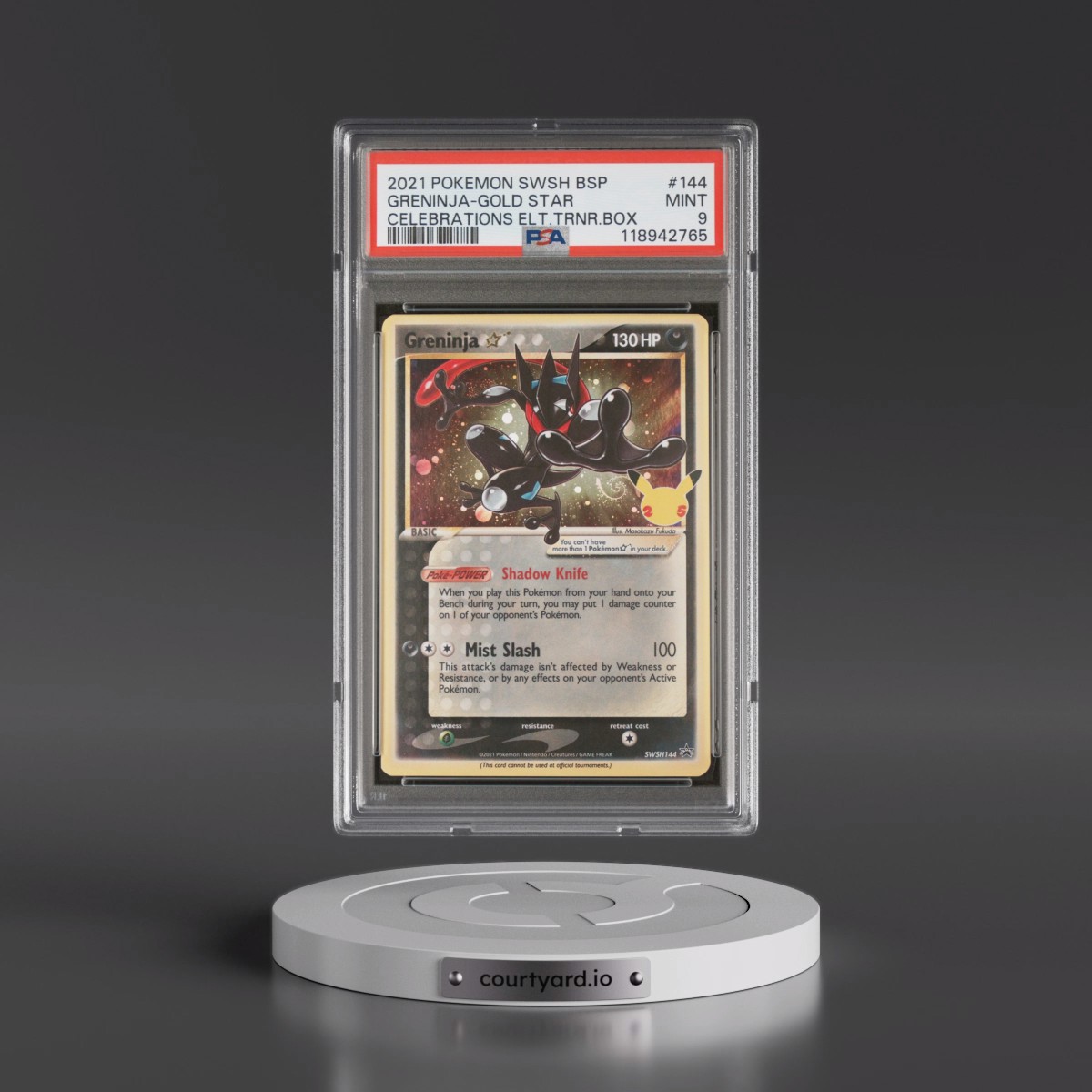 2021 Pokémon Swsh Black Star Promo #144 Greninja-Gold Star - Celebrations Elite Trainer Box (PSA 9 MINT)