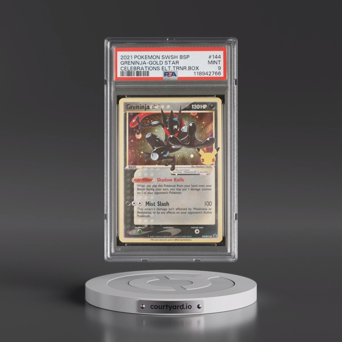 2021 Pokémon Swsh Black Star Promo #144 Greninja-Gold Star - Celebrations Elite Trainer Box (PSA 9 MINT)
