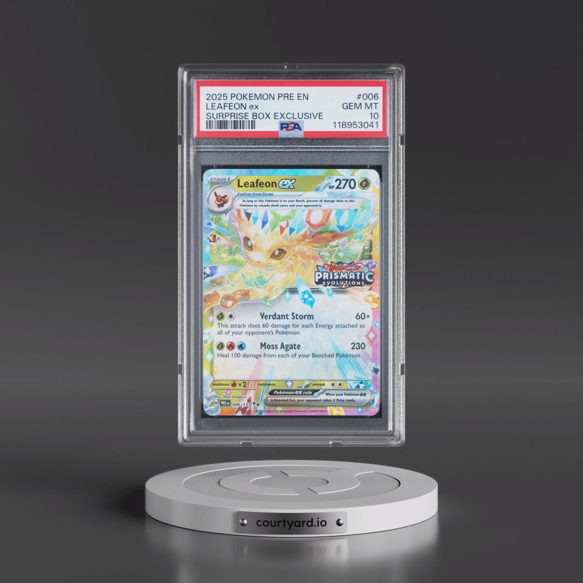 2025 Pokémon Pre EN-Prismatic Evolutions #006 Leafeon EX - Holo Surprise Box Exclusive (PSA 10 GEM MINT)
