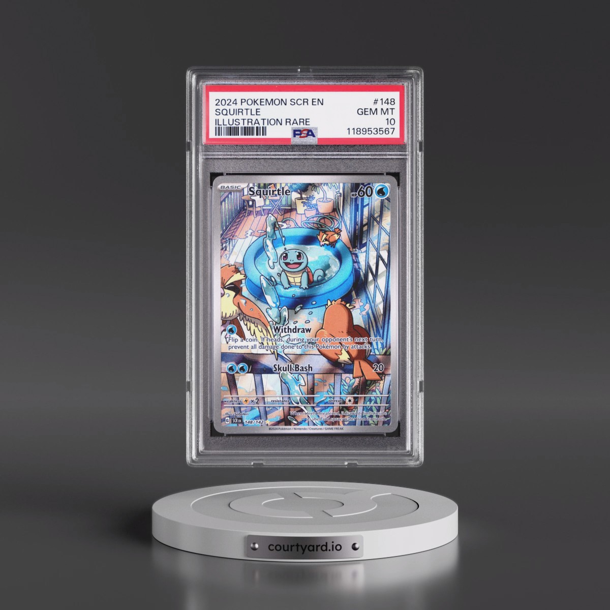 2024 Pokémon Scr EN-Stellar Crown #148 Squirtle - Illustration Rare (PSA 10 GEM MINT)