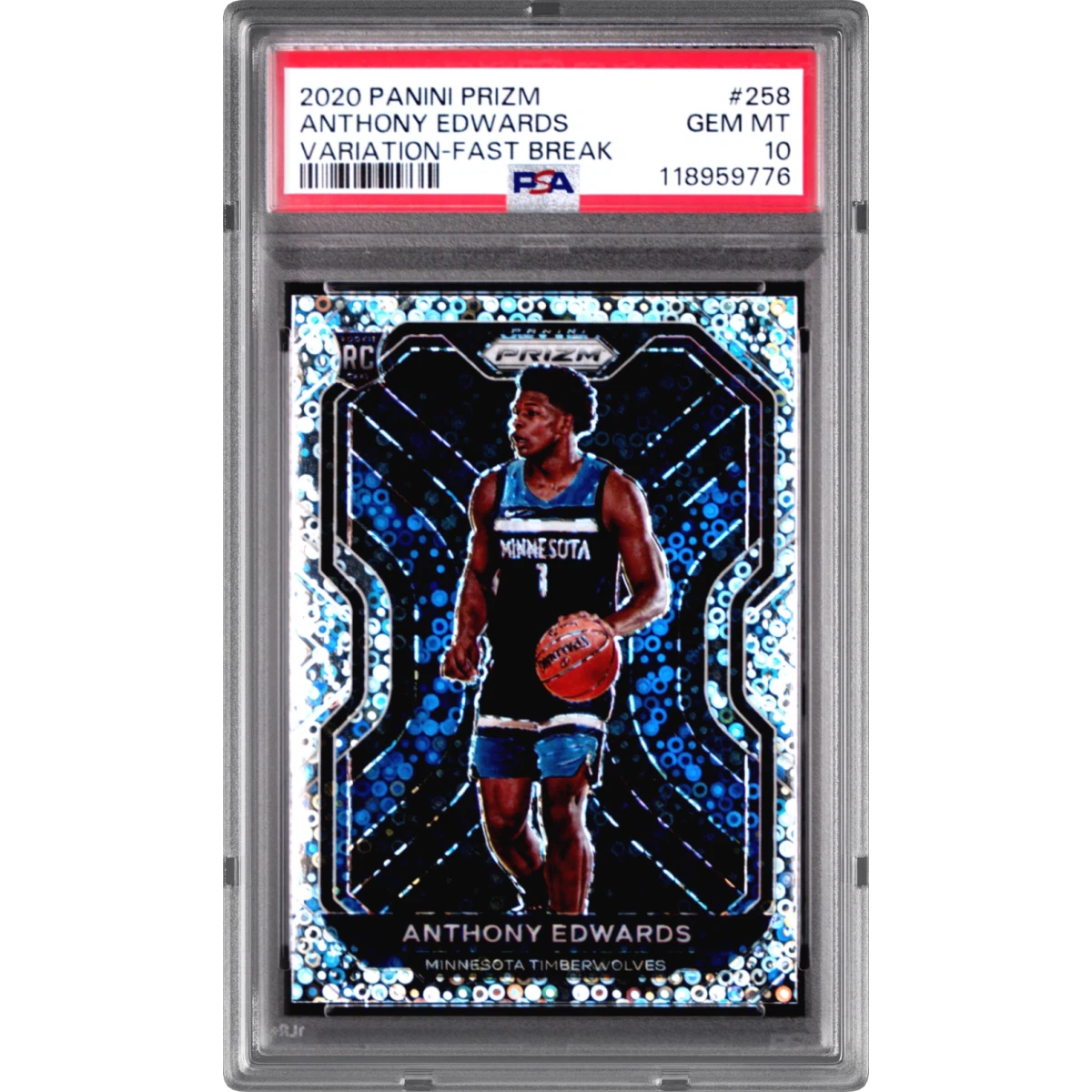 2020 Panini Prizm #258 Anthony Edwards - Variation-Fast Break, PSA 10