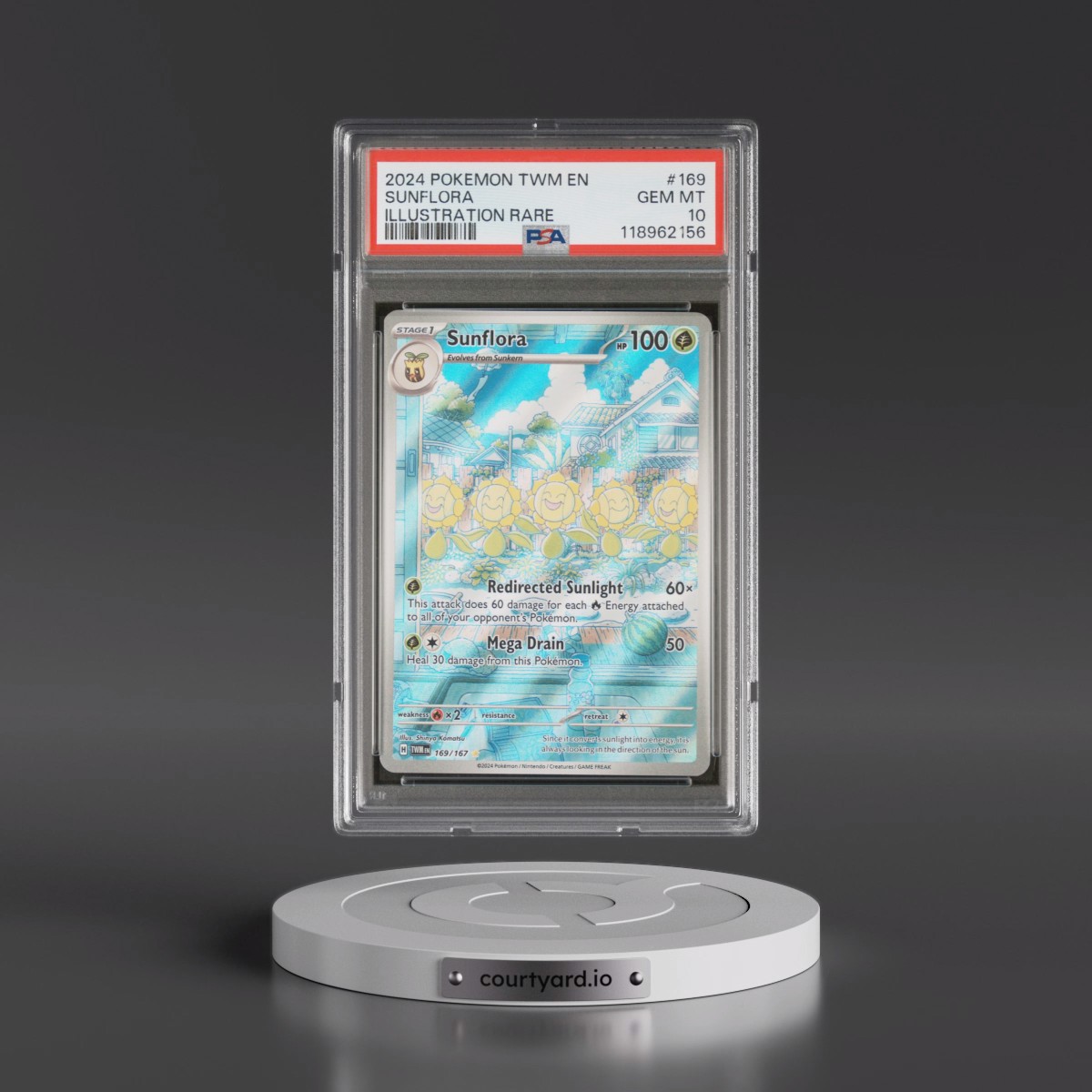2024 Pokémon Twm EN-Twilight Masquerade #169 Sunflora - Illustration Rare (PSA 10 GEM MINT)