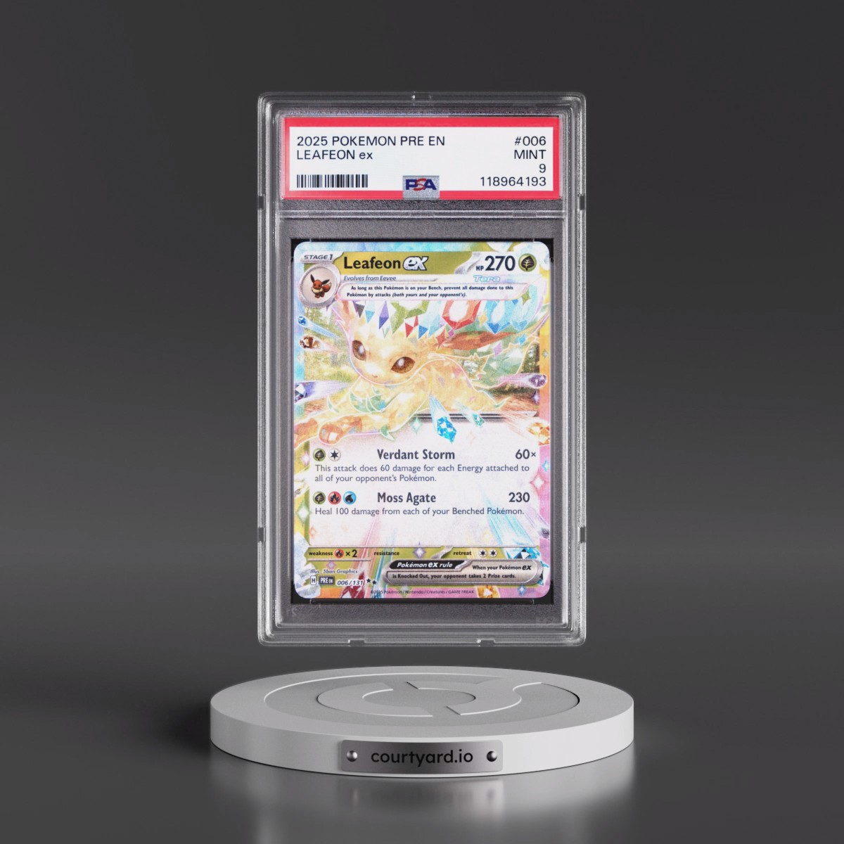 2025 Pokémon Pre EN-Prismatic Evolutions #006 Leafeon EX - Holo (PSA 9 MINT)