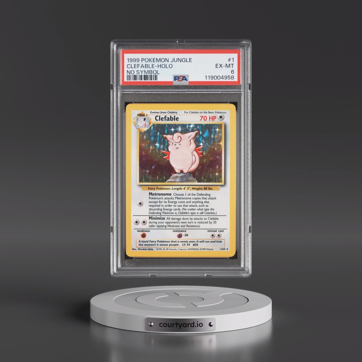 1999 Pokémon Jungle #1 Clefable - Holo No Symbol (PSA 6 EX-MT)