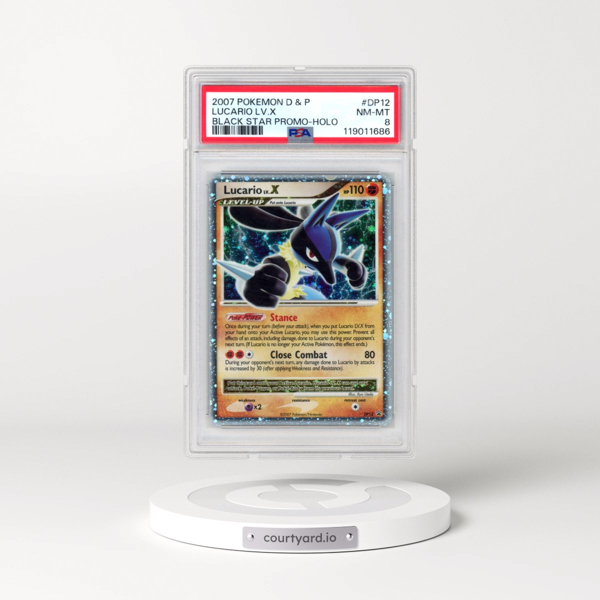 2007 Pokémon Diamond & Pearl Black Star Promo #DP12 Lucario LV.X - Holo (PSA 8 NM-MT)