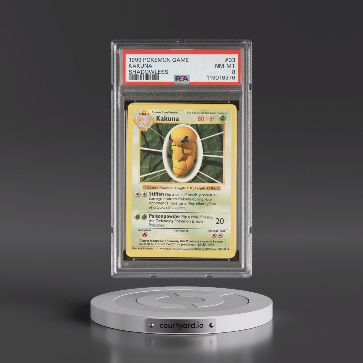 1999 Pokémon Game #33 Kakuna - Shadowless (PSA 8 NM-MT)